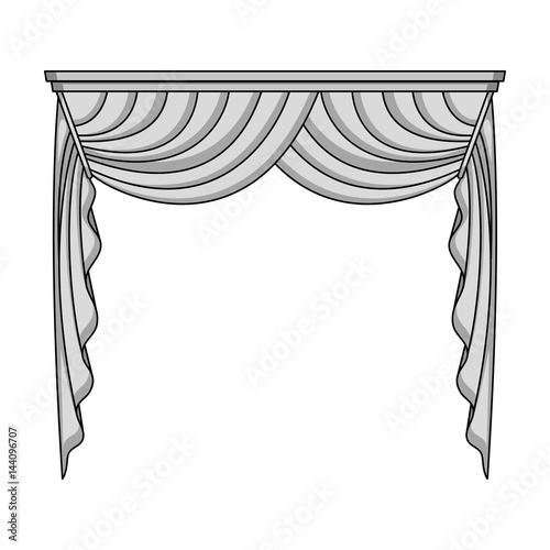 Curtains with drapery on the cornice.Curtains single icon in monochrome style vector symbol stock illustration web.