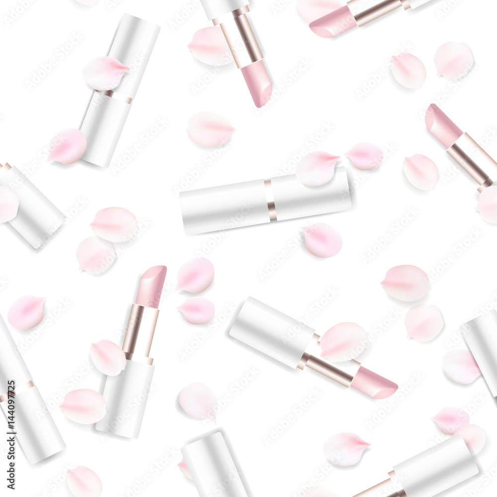 Lipstick cosmetics vector seamless illustration background