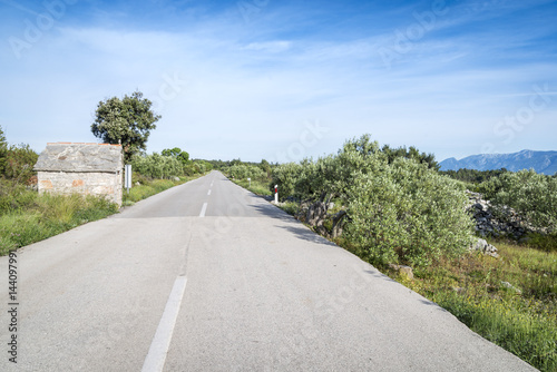 Empty road on beautiful Croatian island Hvar.