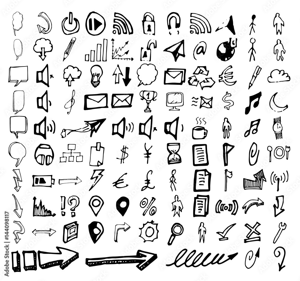 Vecteur Stock Vector Doodle Icons. Universal Set. | Adobe Stock