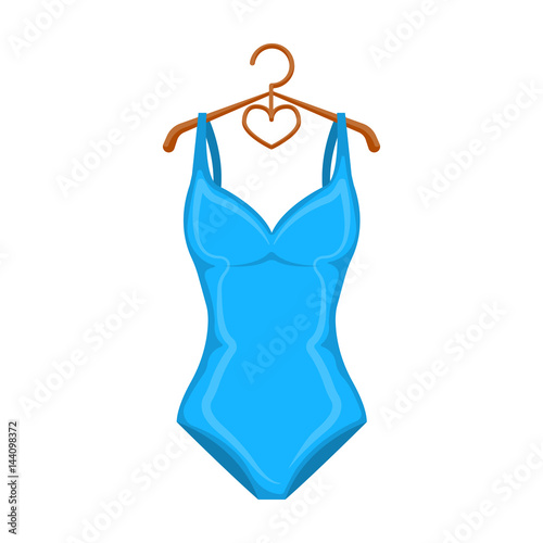 Monotone blue swimsuit for girls. Bathing clothes in the pool.Swimcuits single icon in cartoon style vector symbol stock illustration.