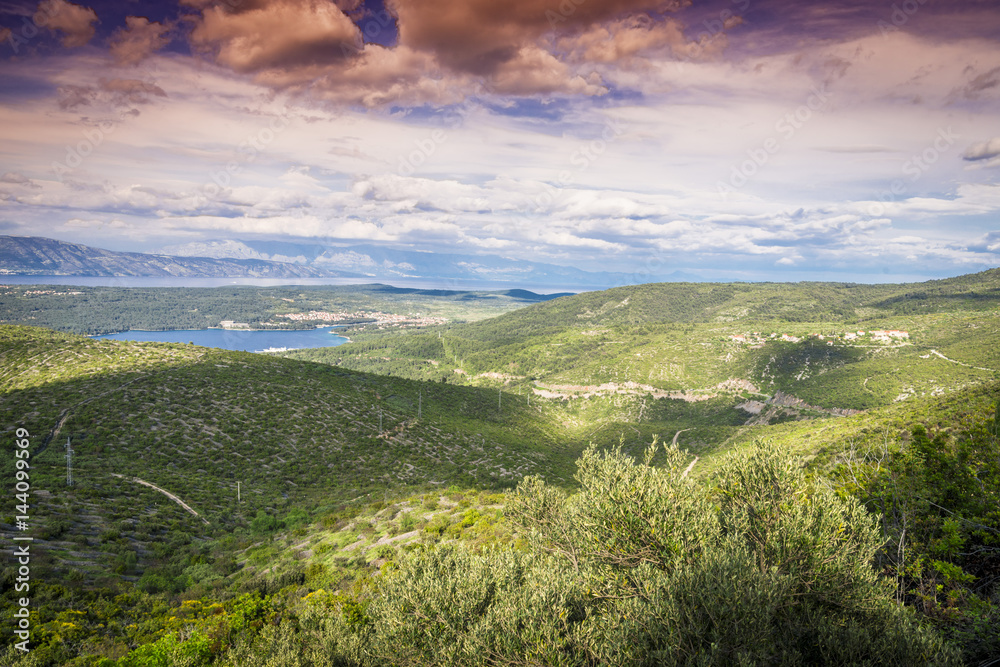 Awesome landscape from Hvar island, Croatia
