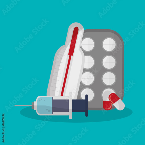 thermometer and medical related icons over blue background. colorful design. vector illustration