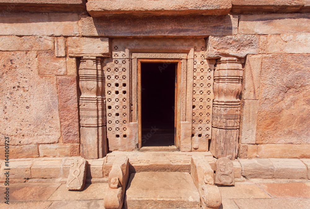 Door in ancient stone temple of India Door in ancient stone temple of India