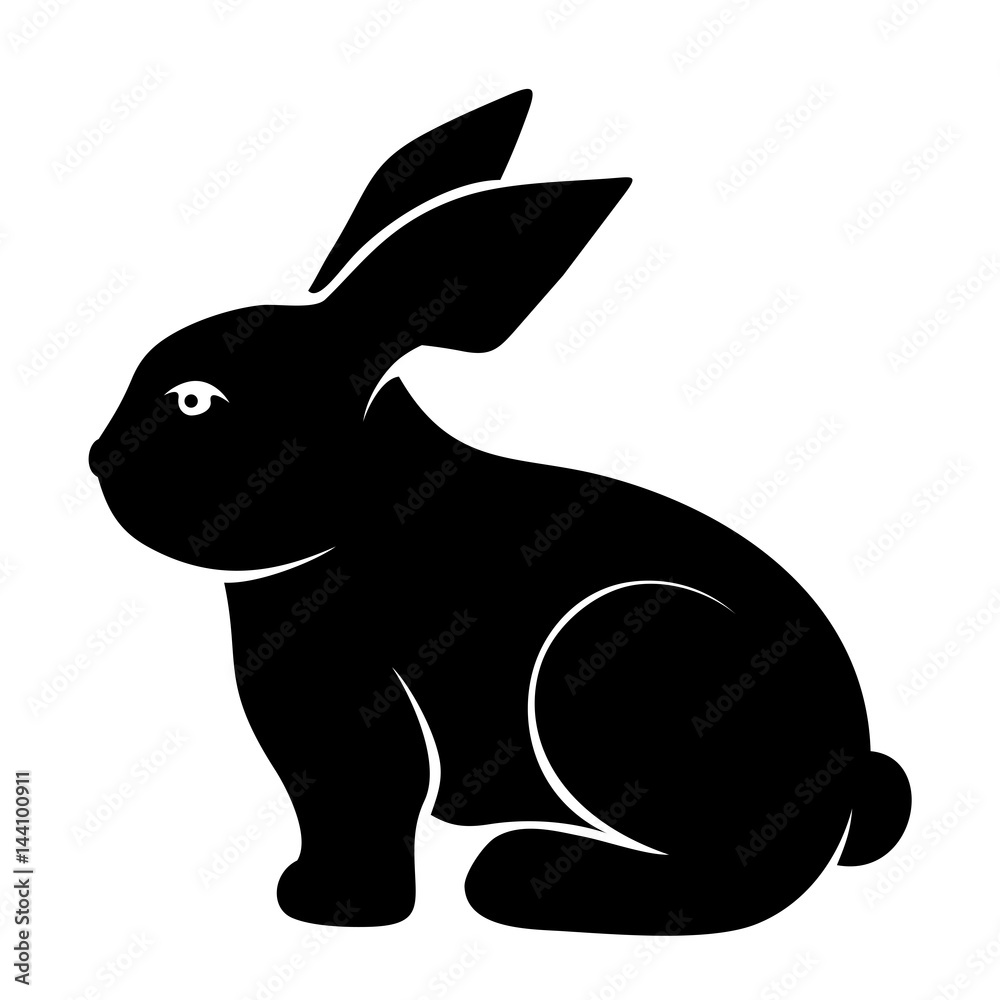 Vector black silhouette of a rabbit isolated on a white background. Vector black silhouette of a rabbit isolated on a white background.