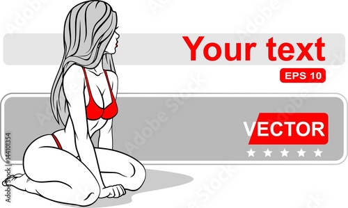 Poster. Girl in red bikini