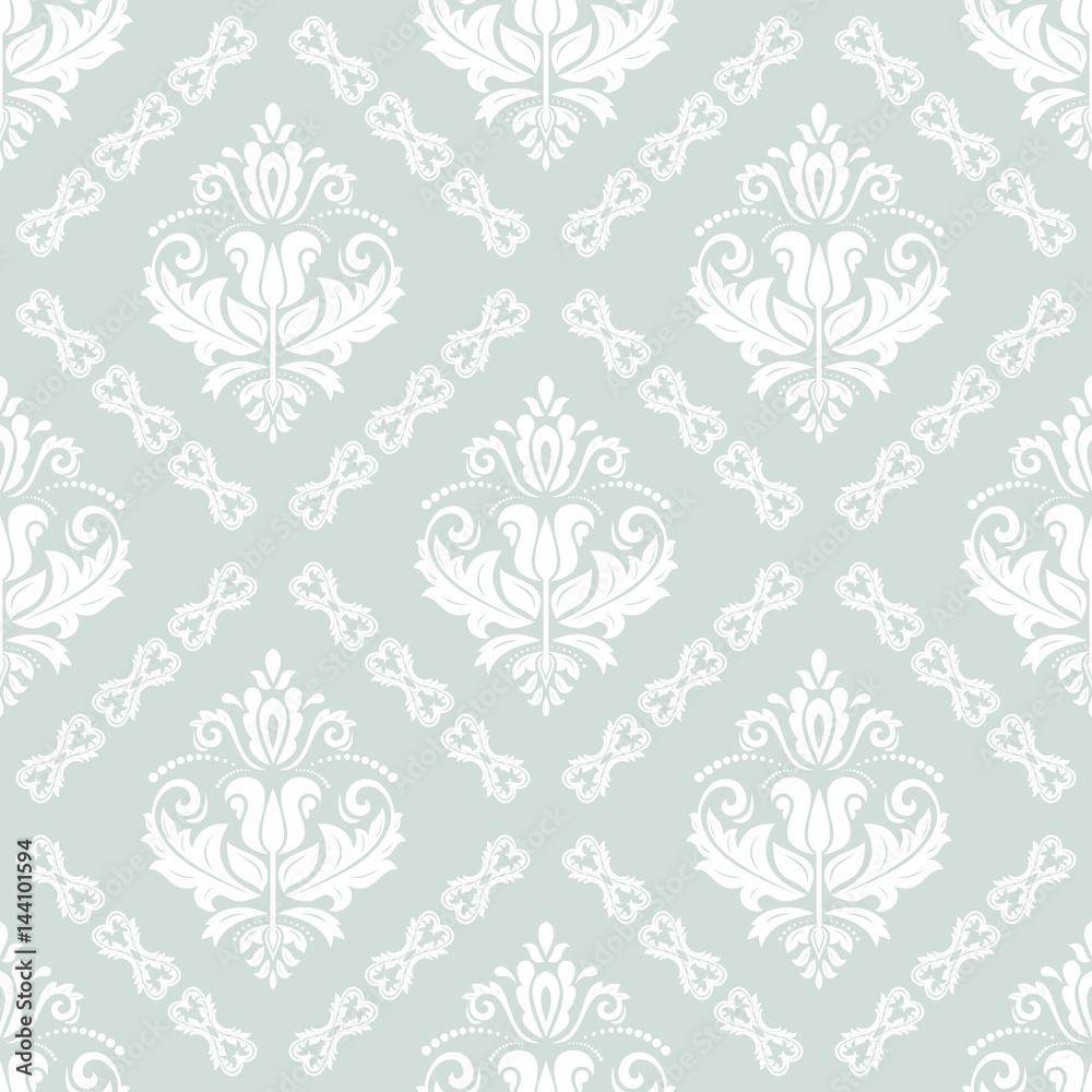 Seamless classic light blue and white pattern. Traditional orient ornament