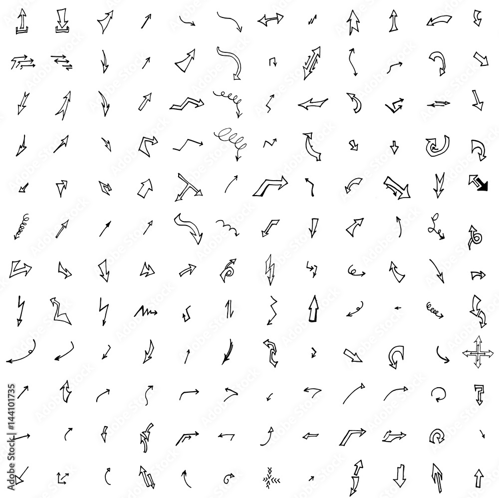 Vector hand drawn arrows set isolated on white Vector hand drawn arrows set isolated on white