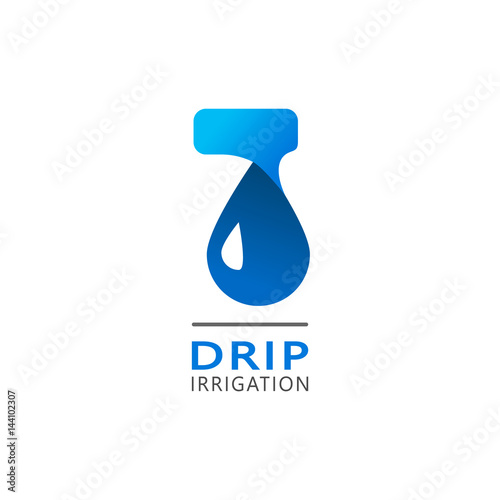 Drip irrigation system logo design vector template.