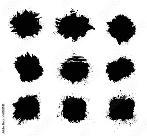 Abstract paint splashes set for design use. Splatter template set. Brushes vector illustration background.