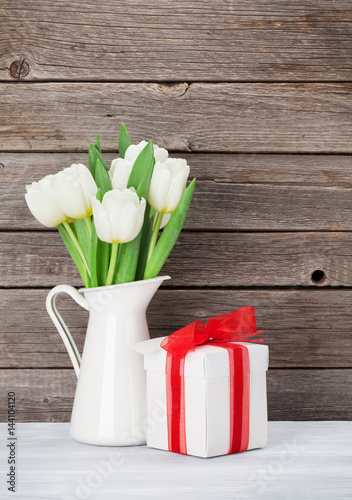 White tulips and gift box © karandaev