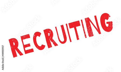Recruiting rubber stamp. Grunge design with dust scratches. Effects can be easily removed for a clean, crisp look. Color is easily changed.