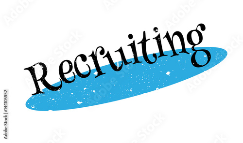 Recruiting rubber stamp. Grunge design with dust scratches. Effects can be easily removed for a clean, crisp look. Color is easily changed.