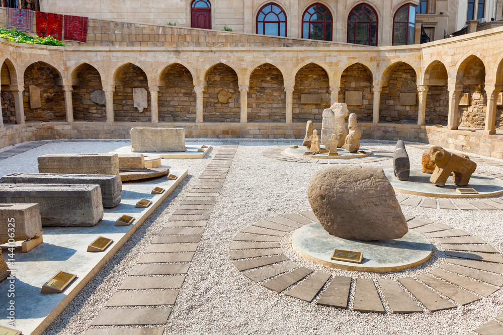 BAKU, AZERBAIJAN - July 17, 2015: Courtyard with lapidarium in Icheri Sheher Old Town