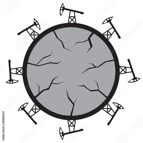 Abstract illustration of the harm to the environment from the oil industry.