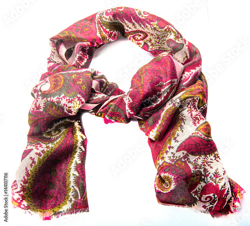 Colorful motley indian scarf isolated