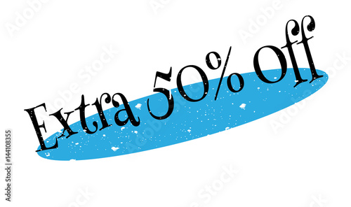Extra 50 Off rubber stamp. Grunge design with dust scratches. Effects can be easily removed for a clean, crisp look. Color is easily changed.