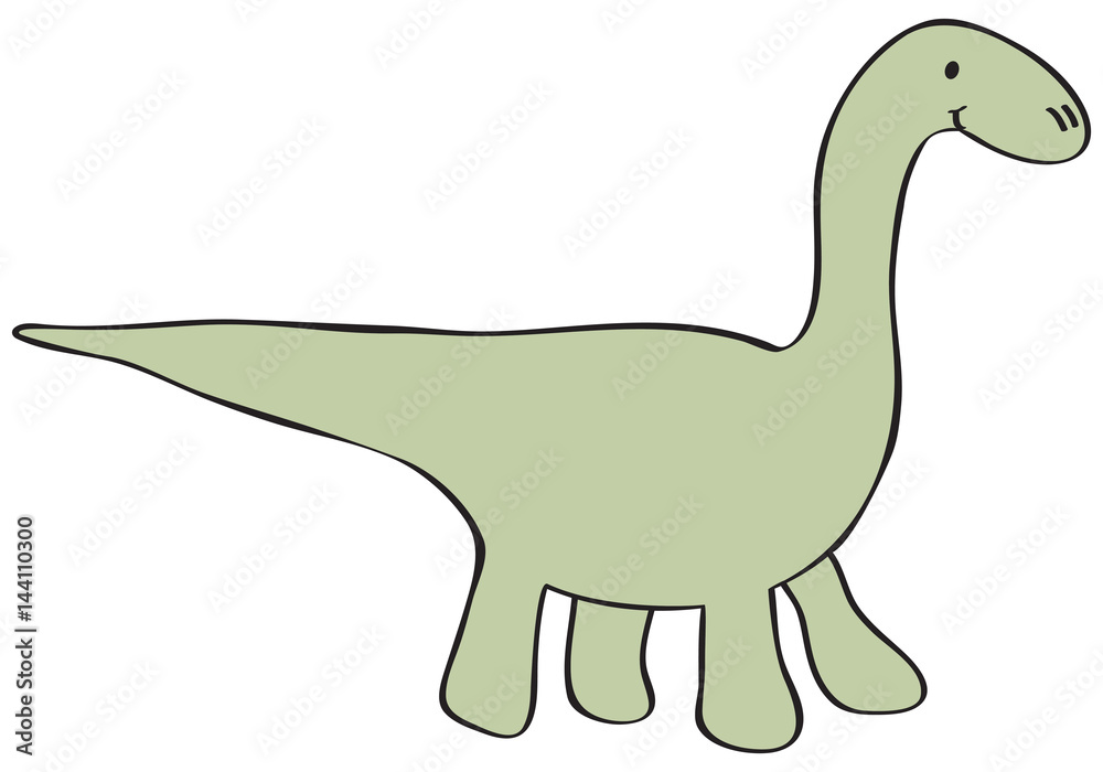Cute Green Dinosaur - a cartoon drawing of a sauropod