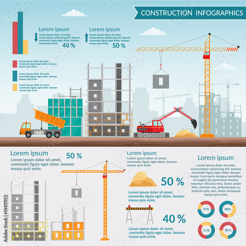 Set elements construction Concept of process construction building a house vector set isolated illustration background infographics