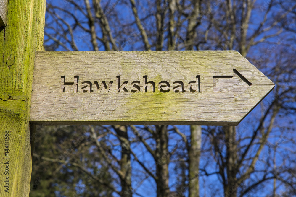 Sign for Hawkshead in the Lake District