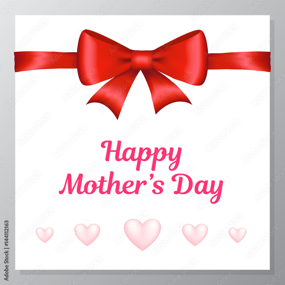 Mother's Day design with red bow. Vector. Mother's Day design with red bow. Vector.