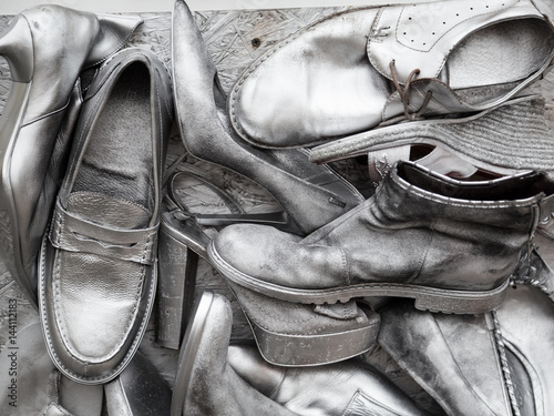 Silver shoes background