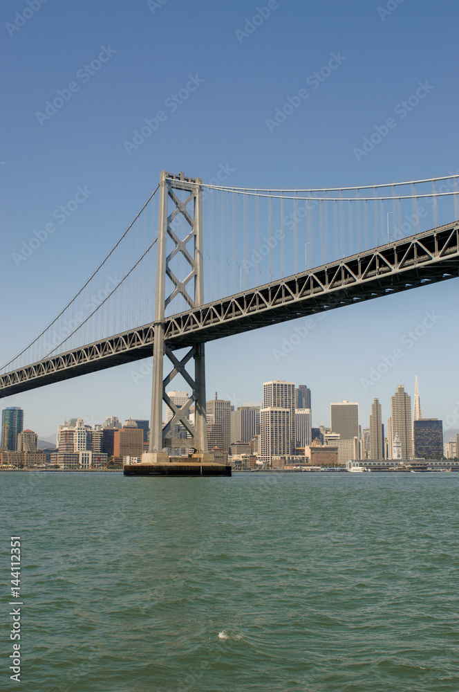 San Francisco-Oakland Bay Bridge with downtown San Francico in backround San Francisco-Oakland Bay Bridge with downtown San Francico in backround