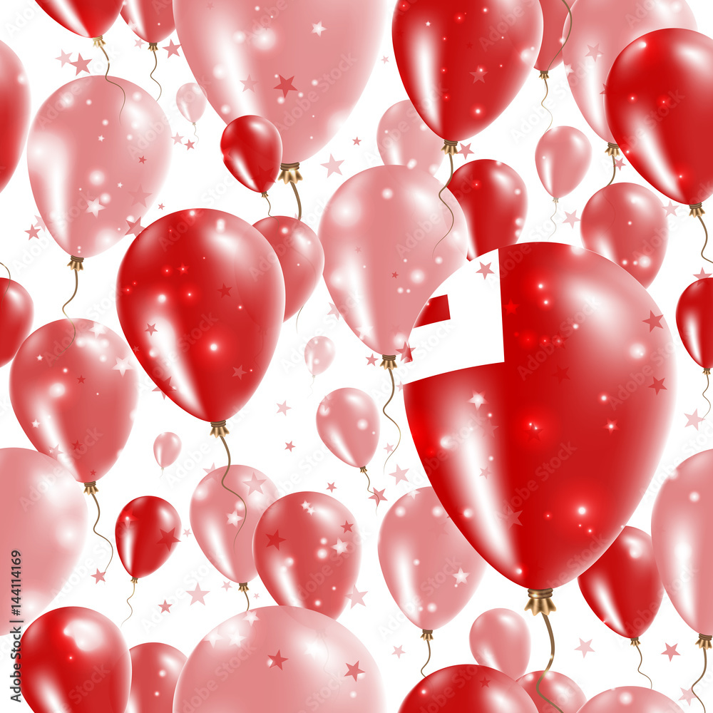 Tonga Independence Day Seamless Pattern. Flying Rubber Balloons in ...