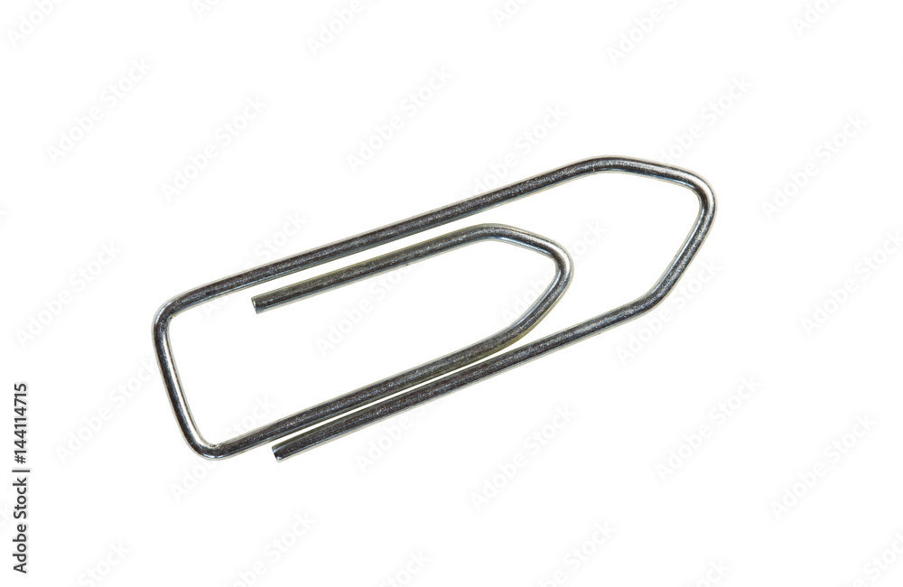 Steel paper clip isolated on white background close up Photos Adobe Stock