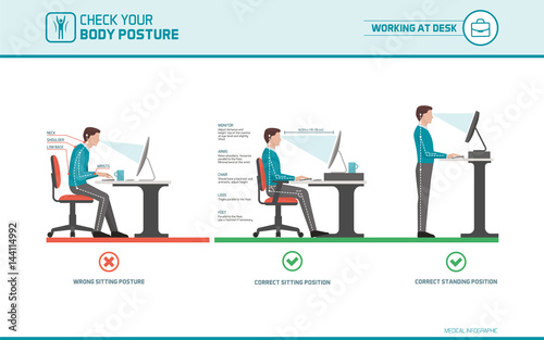Correct sitting posture at desk
