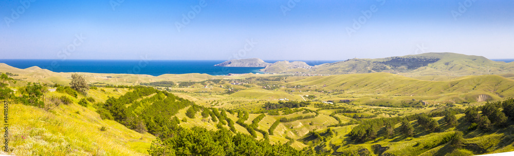 Beautiful crimean panoramic green landscape