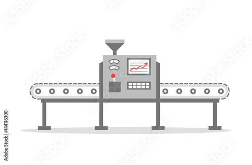 Isolated Conveyor belt in flat design. Factory production-vector illustration. Production concept.