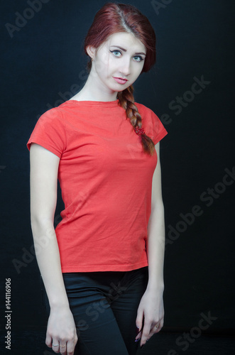 girl in the red shirt