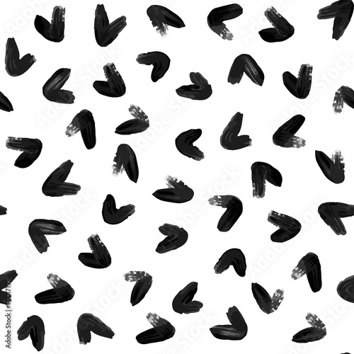 Seamless brush stroke pattern. Vector hand drawn black, gray and white illustration