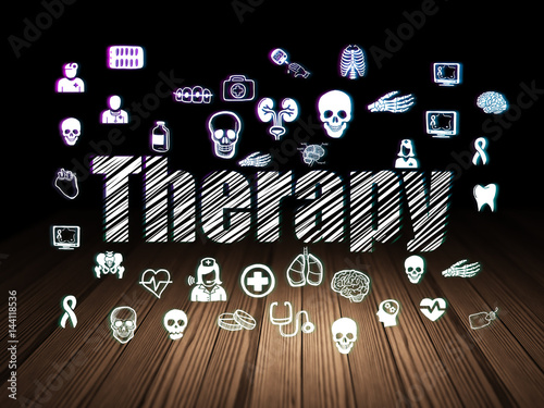 Health concept: Therapy in grunge dark room