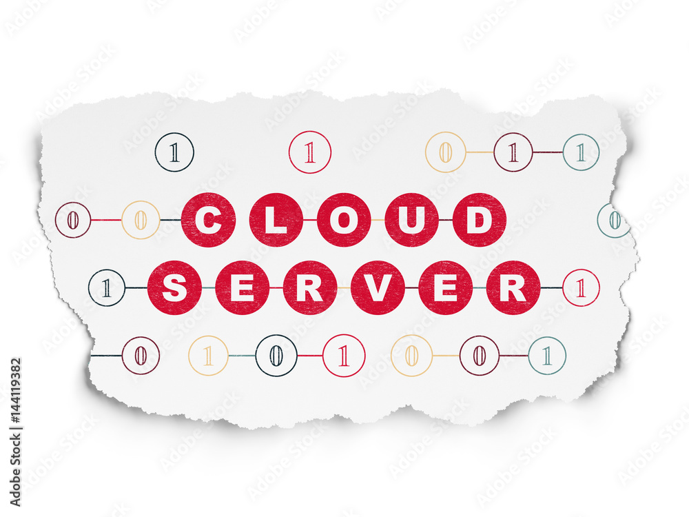 Cloud networking concept: Cloud Server on Torn Paper background Cloud networking concept: Cloud Server on Torn Paper background