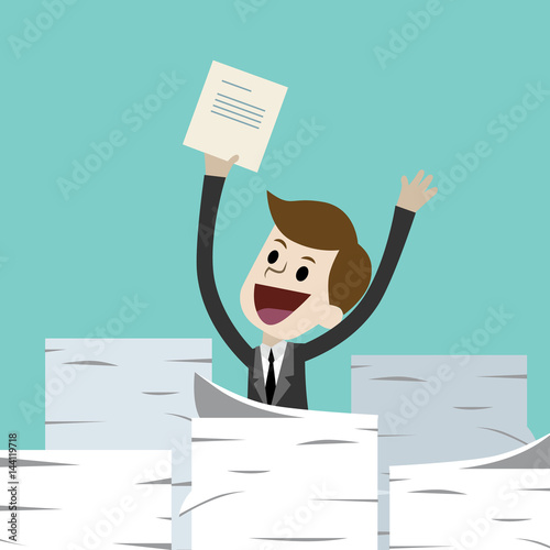 Businessman or manager has a lot of jobs. Job is finished successfull
