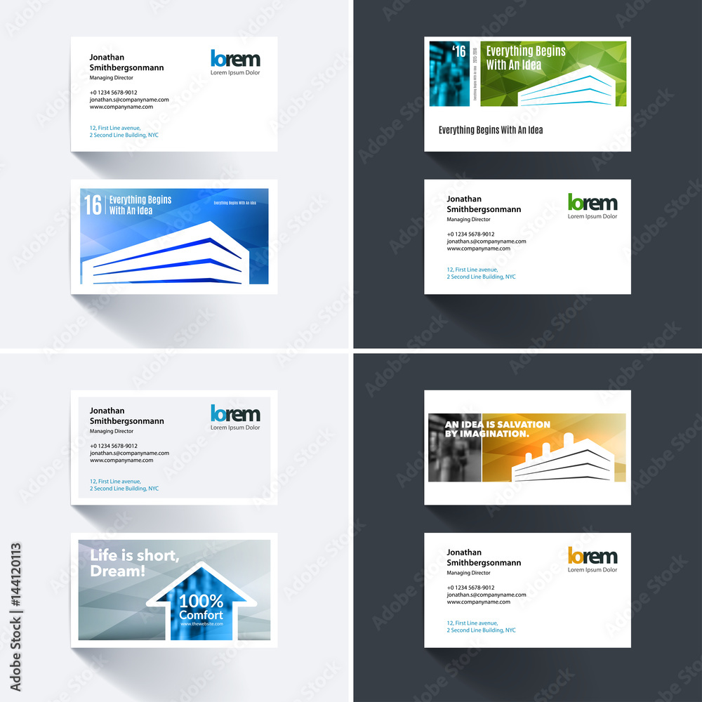 Vector business card template with colourful building shapes for Vector business card template with colourful building shapes for