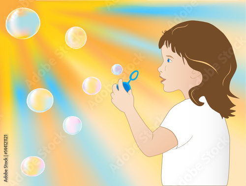 The girl to blow soap bubbles