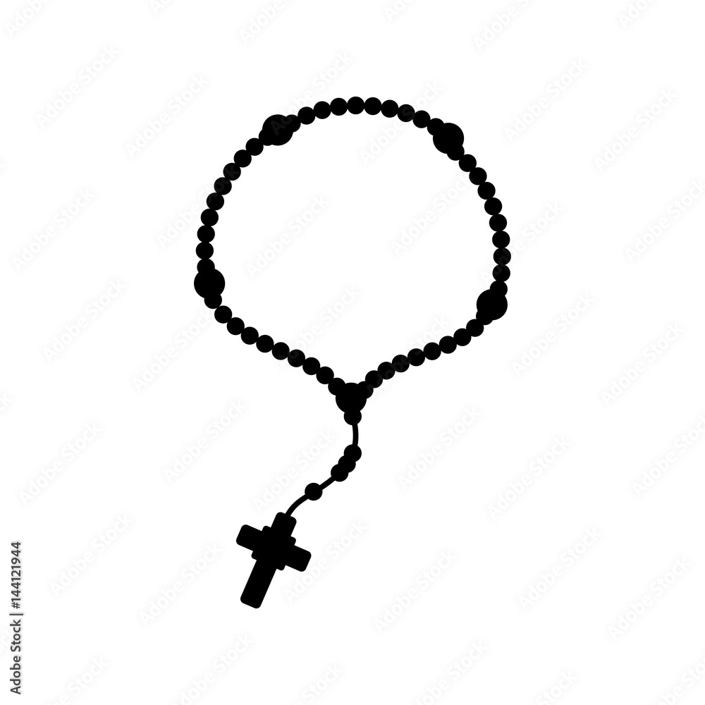 Naklejka premium Rosary catholic faith icon vector illustration graphic design
