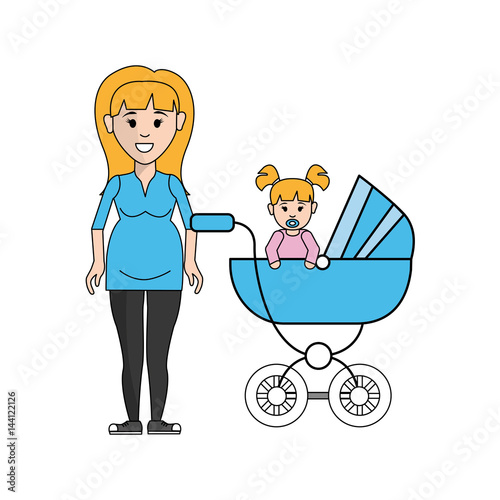 woman pregnant and her baby icon