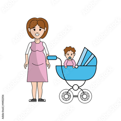 woman pregnant and her baby icon