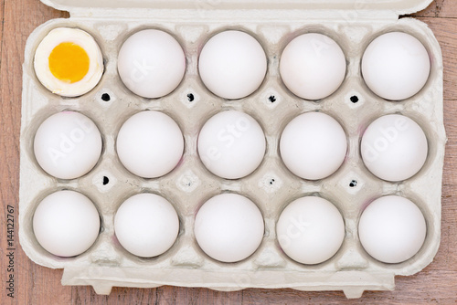 Eggs in a cardboard box, on...