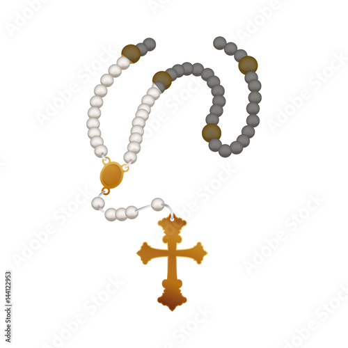 Rosary catholic faith icon vector illustration graphic design
