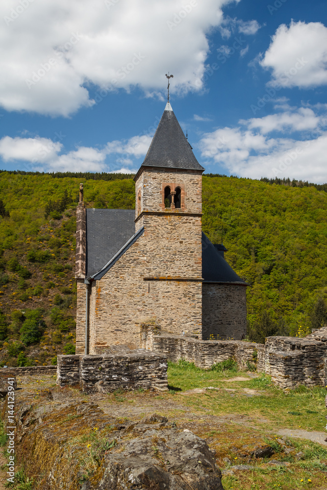 Chappel in the ruins of the medieval castle in Esch-sur-Sure village, Luxembourg