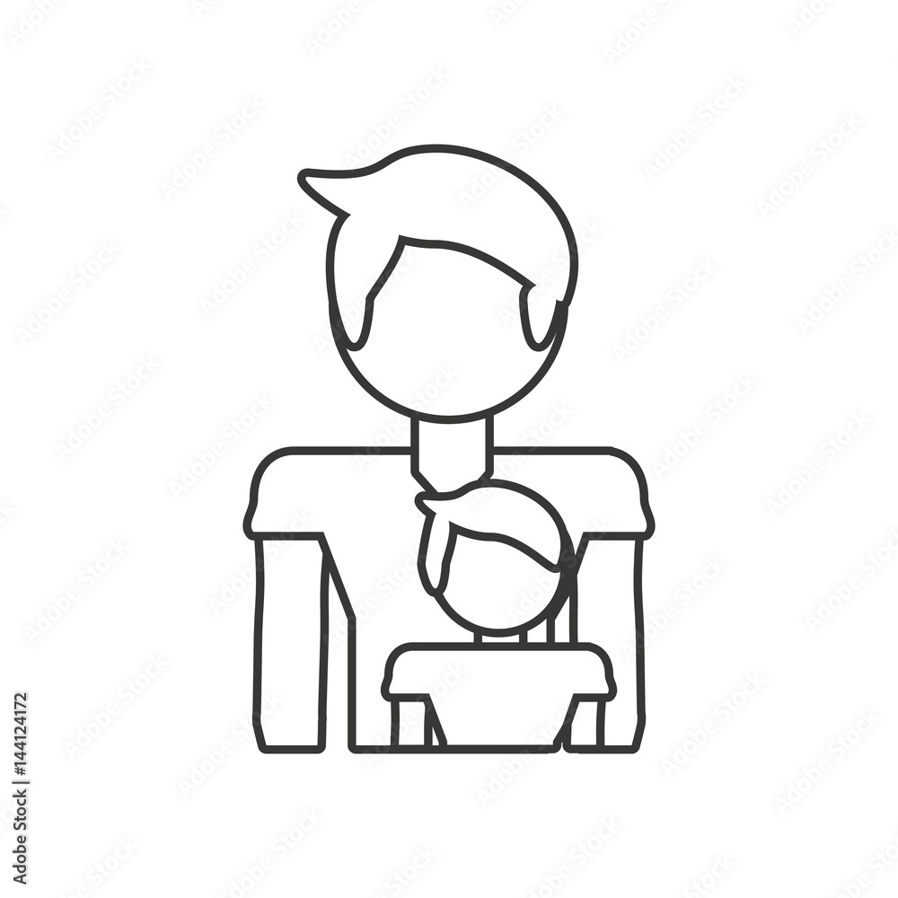 father and son relation family outline vector illustration eps 10