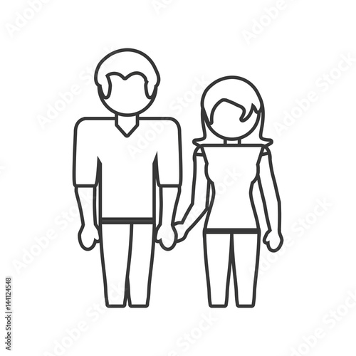 couple loving together outline vector illustration eps 10