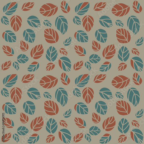 Birch tree leaves pattern with linden, lime leaf on grey decorative abstract background