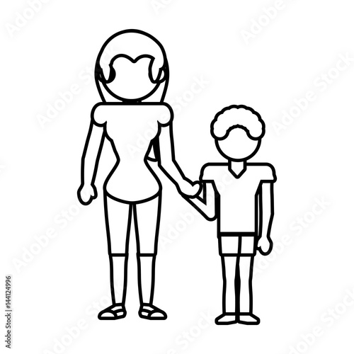 mother and son relation outline vector illustration eps 10