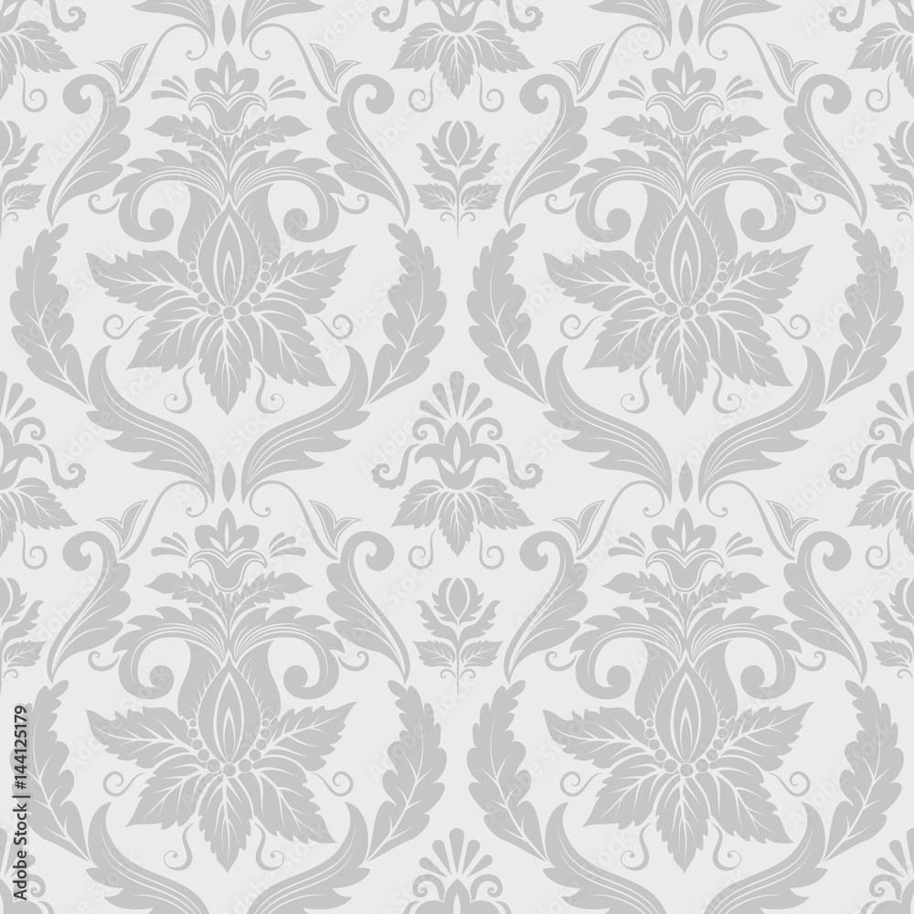 Vector damask seamless pattern background. Classical luxury old fashioned damask ornament, royal victorian seamless texture for wallpapers, textile, wrapping. Exquisite floral baroque template.